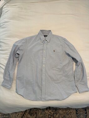 Ralph Lauren Light Blue and White Striped Oxford Shirt